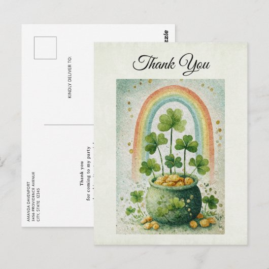 Oude pot met goud en regenboog Bedankt Briefkaart (Voorkant / Achterkant)