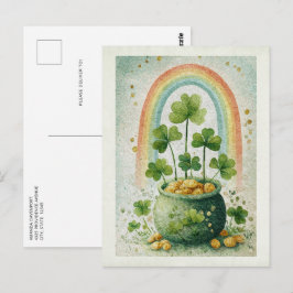 Oude pot met goud en regenboog briefkaart