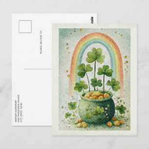 Oude pot met goud en regenboog briefkaart