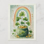 Oude pot met goud en regenboog briefkaart (Voorkant)