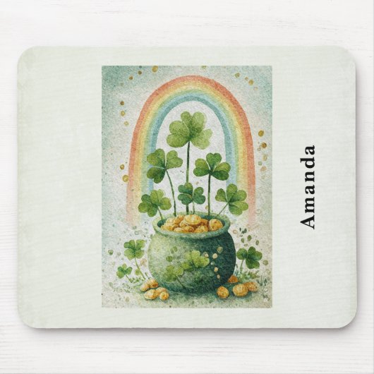 Oude pot met goud en regenboog muismat (Voorkant)