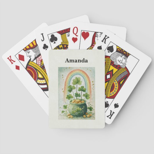 Oude pot met goud en regenboog pokerkaarten (Achterkant)