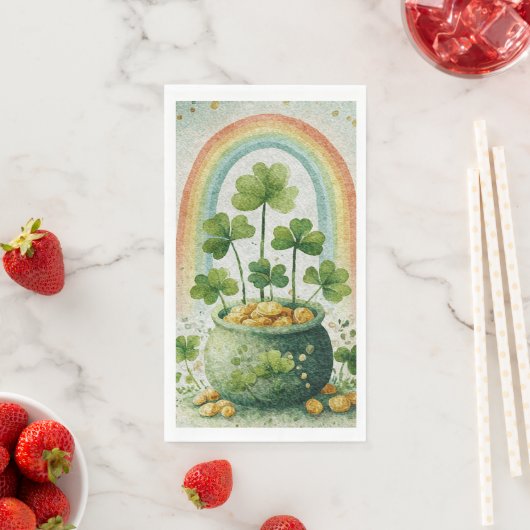 Oude pot met goud en regenboog servet (Insitu)