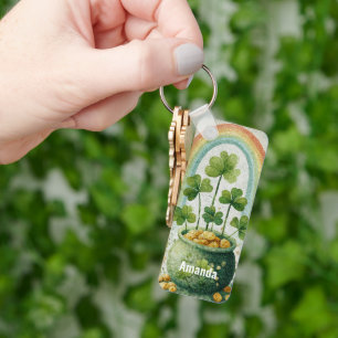 Oude Pot met Goud en Regenboog Sleutelhanger