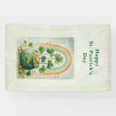 Oude pot met goud en regenboog St. Patrick's Day Spandoek (Horizontaal)