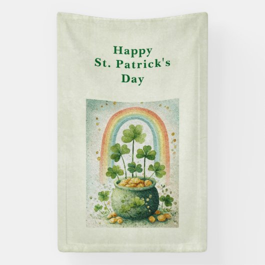 Oude pot met goud en regenboog St. Patrick's Day Spandoek (Verticaal)