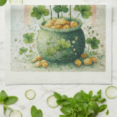 Oude pot met goud en regenboog theedoek (Gevouwen)