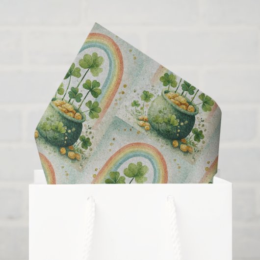 Oude pot met goud en regenboogpatroon tissuepapier (Cadeauzakje)