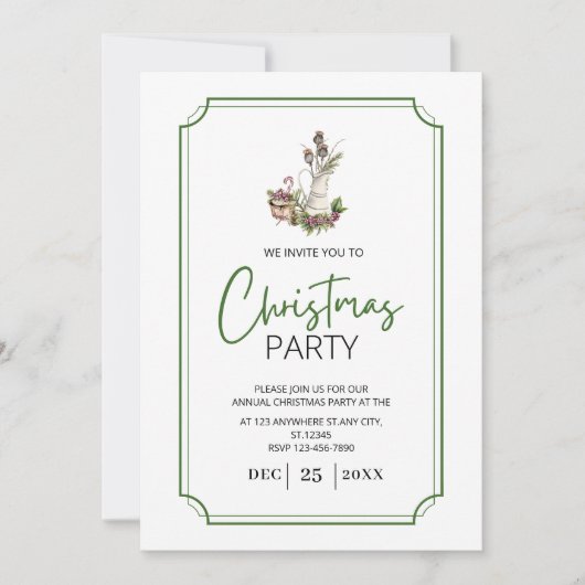 Oude pot met groene twijgen en kerstgroen kaart (Voorkant)