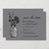 Oude pot & wilde bloemen bewaar de datum save the date (Voorkant / Achterkant)
