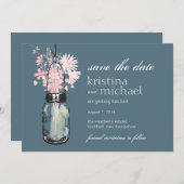 Oude pot & wilde bloemen save the date (Voorkant / Achterkant)