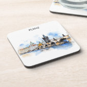 Oude Praag, Karelsbrug waterverf Bier Onderzetter (Linkerzijde)
