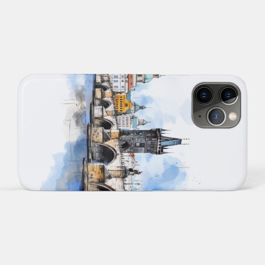 Oude Praag, Karelsbrug waterverf Case-Mate iPhone Case (Achterkant (horizontaal))