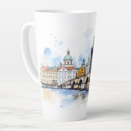 Oude Praag, Karelsbrug waterverf Latte Mok (Linkerhoek)