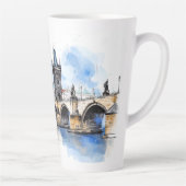 Oude Praag, Karelsbrug waterverf Latte Mok (Rechts)