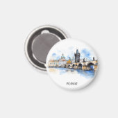 Oude Praag, Karelsbrug waterverf Magneet (Voorkant / Achterkant)