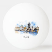 Oude Praag, Karelsbrug waterverf Pingpongbal (Achterkant)