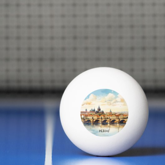 Oude Praag, Karelsbrug waterverf Pingpongbal (Net)