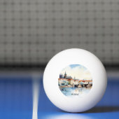 Oude Praag, Karelsbrug waterverf Pingpongbal (Net)