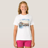 Oude Praag, Karelsbrug waterverf T-shirt (Voorkant volledig)