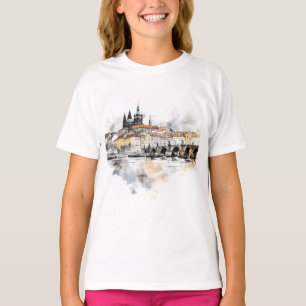Oude Praag, Karelsbrug waterverf T-shirt