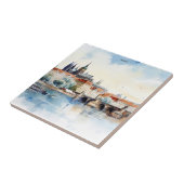 Oude Praag, Karelsbrug waterverf Tegeltje (Zijkant)