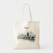 Oude Praag, Karelsbrug waterverf Tote Bag (Voorkant)