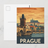 Oude Praag Reisposter Charles Bridge Briefkaart (Voorkant / Achterkant)