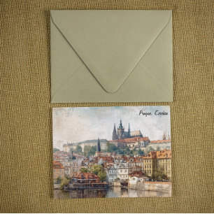 Oude Praag Tsjechië Aquarel Schilderij  Briefkaart