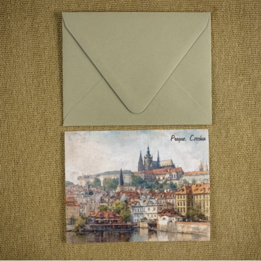 Oude Praag Tsjechië Aquarel Schilderij Briefkaart