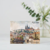 Oude Praag Tsjechië Aquarel Schilderij Briefkaart (Staand voorkant)