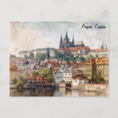 Oude Praag Tsjechië Aquarel Schilderij Briefkaart (Voorkant)