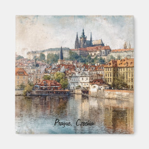 Oude Praag Tsjechië Aquarel Schilderij  Magneet
