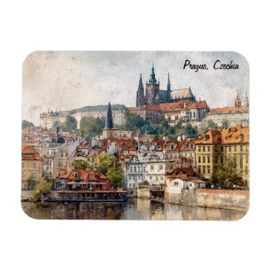 Oude Praag Tsjechië Stadsschildering  Magneet