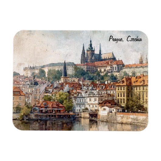 Oude Praag Tsjechië Stadsschildering  Magneet (Horizontaal)