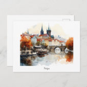 Oude Praagse Waterverf - Briefkaart (Voorkant / Achterkant)