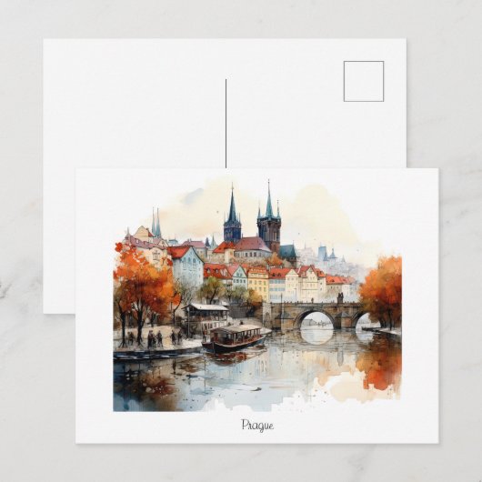 Oude Praagse Waterverf - Briefkaart (Voorkant / Achterkant)