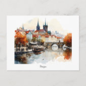 Oude Praagse Waterverf - Briefkaart (Voorkant)