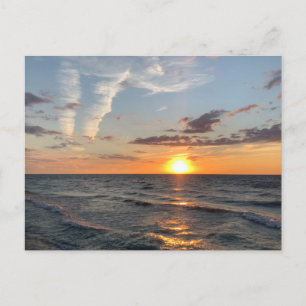 Oude prachtige eiland strand zonsondergang ansicht feestdagenkaart