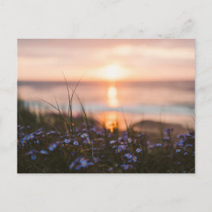 Oude prachtige eiland strand zonsondergang ansicht feestdagenkaart