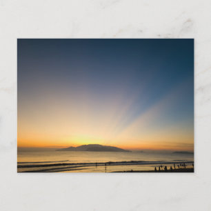 Oude prachtige eiland strand zonsondergang ansicht feestdagenkaart