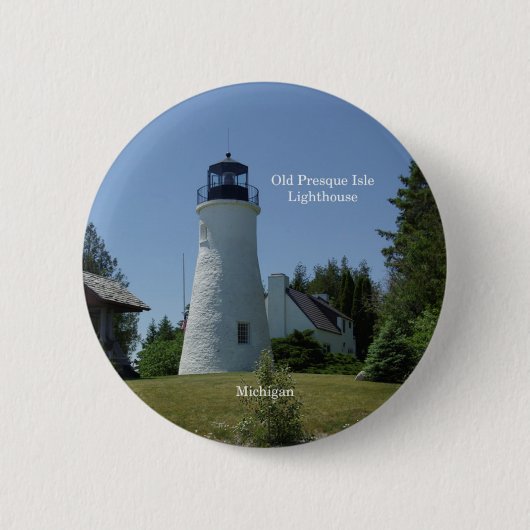 Oude presque Isle Lighthouse-knop Ronde Button 5,7 Cm (Voorkant)