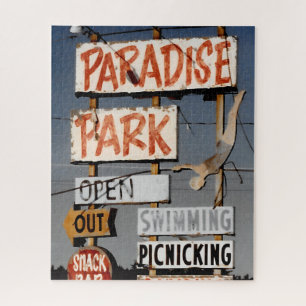 Oude pretpark Paradise Amusement Park retro foto Legpuzzel