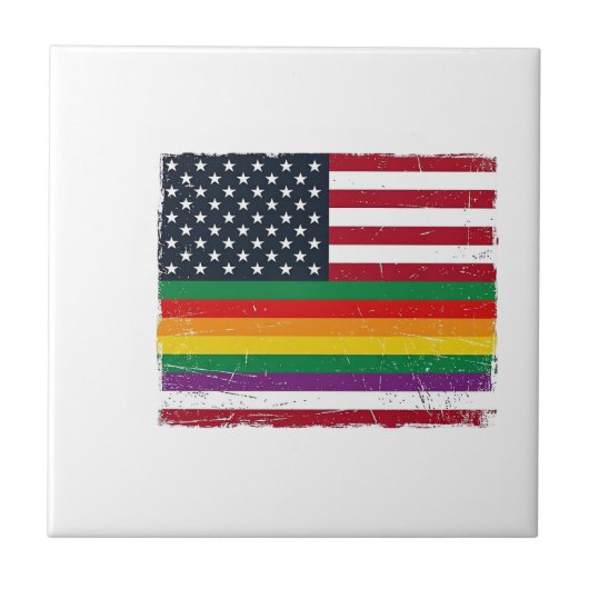 Oude Pride-vlag Vervallen Vector T-shirt Ontwerp_ Tegeltje (Voorkant)