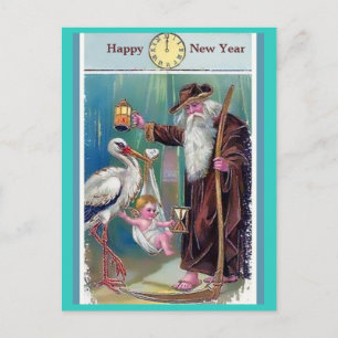 Oude priestertijd en Baby nieuwjaarskopie  1909 Briefkaart