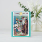 Oude priestertijd en Baby nieuwjaarskopie  1909 Briefkaart (Staand voorkant)