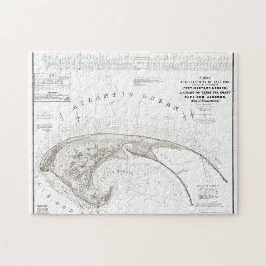 Oude princetown Cape Cod Map Jigzaag Puzzl Legpuzzel (Horizontaal)