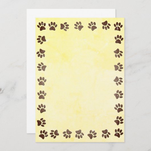 Oude Print Papier Textuur Paw Prints Basis voor Kaart (Voorkant / Achterkant)