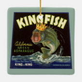 Oude product blik label kunst, Kingfish asperges Keramisch Ornament (Achterkant)