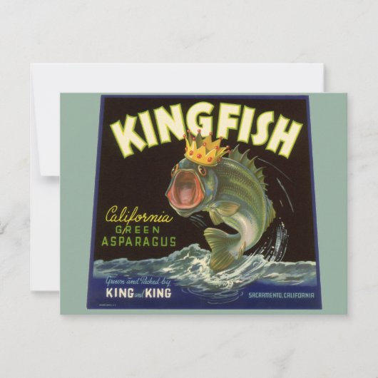 Oude product bliklabel kunst, Kingfish asperges (Voorkant)